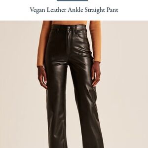 Abercrombie & Fitch Black Vegan Leather Ankle Straight Pant